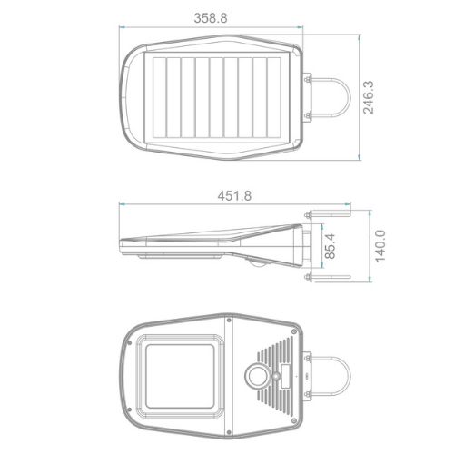 Farola Solar LED Exterior 2000lm 150lm/W 5000k IP65 Conexion Ø60mm