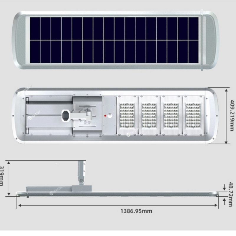 Farola solar led curve 10000LM 180LM/W sistema autolimpieza panel solar