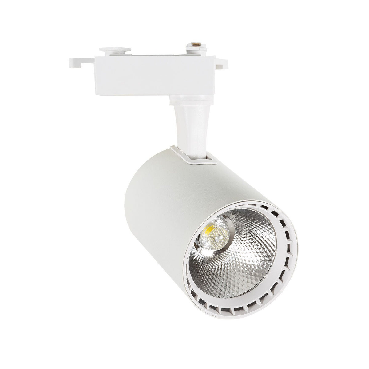 Foco LED Auron blanco 30W para carril monofásico vista frontal